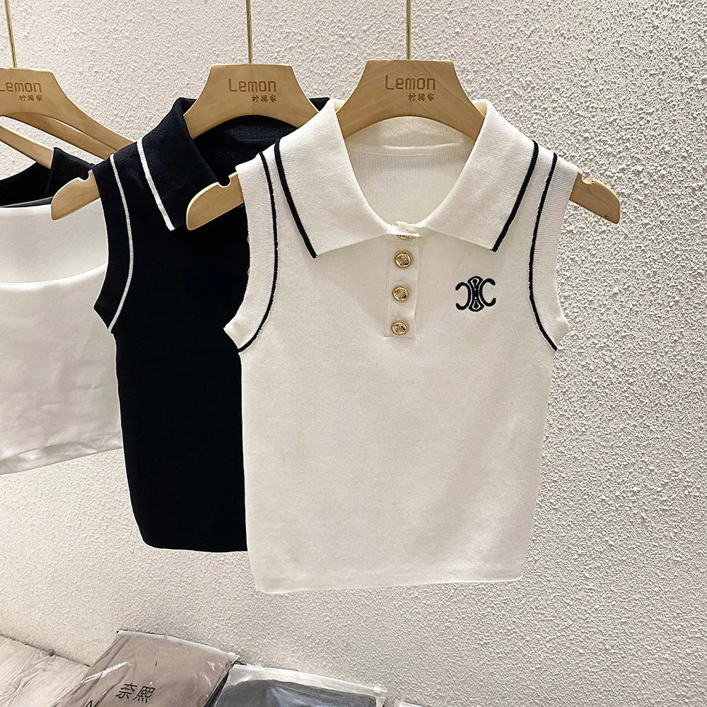 着瘦せ 気質満点 レデイーズ 夏 2色選べる 快適  ノースリーブ POLOネック 無地 トップス タンクトップ　