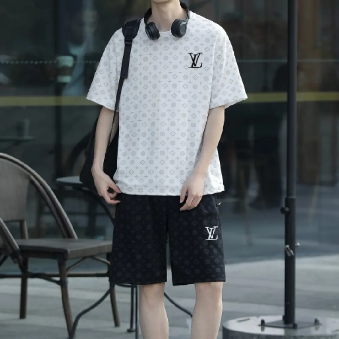 『 L-5XL』激売れ中 注目の エッジィ モダン おしゃれ ラウンドネック ショートパンツ Ｔシャツ セットアップ