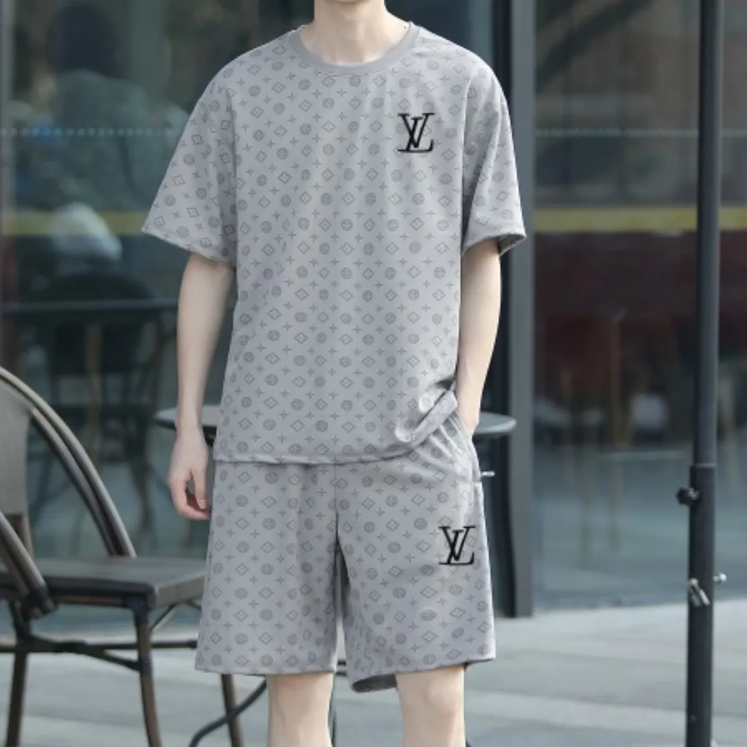 『 L-5XL』激売れ中 注目の エッジィ モダン おしゃれ ラウンドネック ショートパンツ Ｔシャツ セットアップ