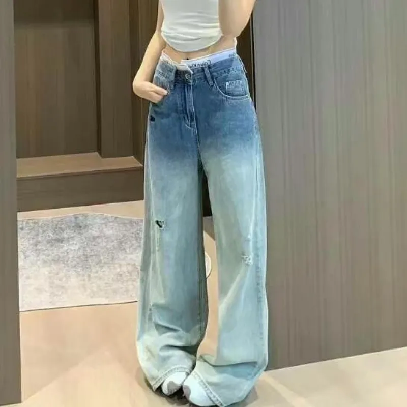 『S-L』爆売れ中 トレンド 快適 ロマンチック 高級感 カッコイイ配色 刺繍ワイドデニムパンツ