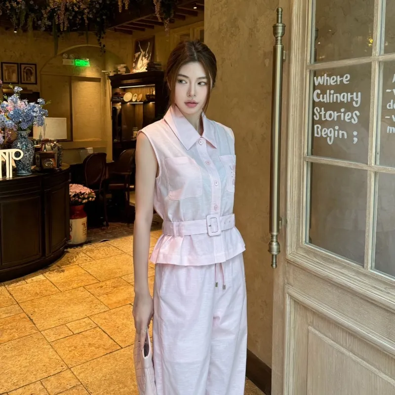 『S-L』美人度アップ 絶対欲しい 気質満点 優しい雰囲気 高級感 ベルト付き  セットアップ