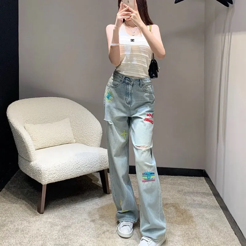 『S-L』人気上昇中 売れ切れ必至 カジュアル ルーズ ダメージ加工 デニム パンツ